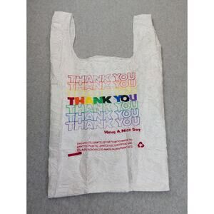 OPEN EDITIONS Embroidered Rainbow THANK YOU Recycled Bag Tote Lauren DiCioccio